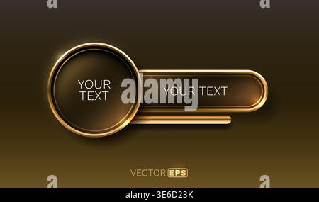 Elegant golden lower third banner template on a dark background, perfect for titles or branding. Vector illustration Stock Vector