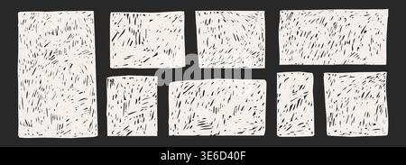 Chalk freehand scribble white texture set text boxes, crayon frames on blackboard. Borders in sketch style. Childlike grunge rectangles. . Vector illustration Stock Vector
