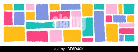 Set of colorful abstract wavy frames and labels on white background. Modern organic shapes collection for banners, tags, stickers, social media posts, posters and web design elements. Stock Vector