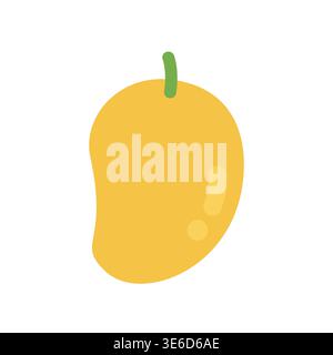 Cute flat design yellow mango fruit icon isolated on white background Stock Vector