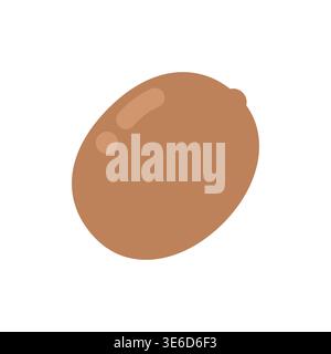 Cute flat design brown kiwi fruit icon isolated on white background vector illustration Stock Vector