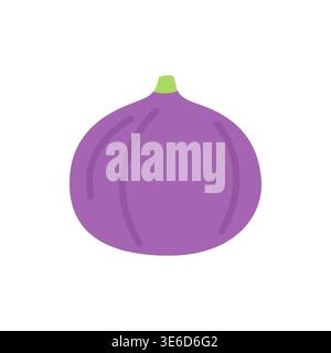 Cute flat design purple fig fruit icon isolated on white background vector illustration Stock Vector