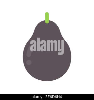 Cute flat design dark purple avocado fruit icon isolated on white background vector illustration Stock Vector