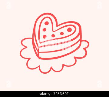 Hand drawn heart shaped cake doodle icon Stock Vector