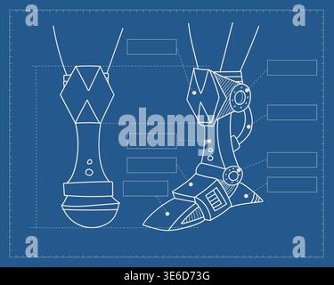 Headphones Circuit Blueprint Grid Line Art Illustration. Digital Environments Wallpaper Stock Vector