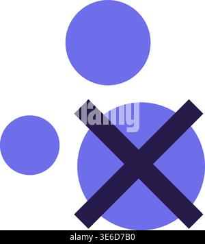 Crossed Circle Close Symbol Elements Blue Sticker. Flat Style Vibrant Colors Tech Icon Stock Vector