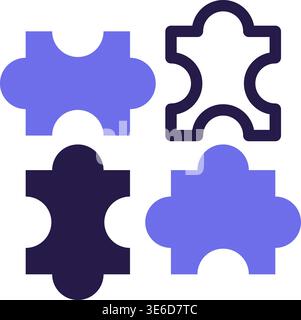 Puzzle Shapes Blue Turquoise Sticker. Flat Style Vibrant Colors Tech Icon Stock Vector