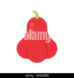 Cute flat design red rose apple fruit  vector illustration Stock Vector