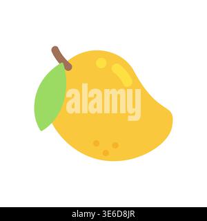 Cute flat design yellow mango fruit vector illustration Stock Vector