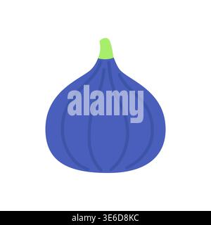 Cute flat design blue purple fig fruit vector illustration Stock Vector