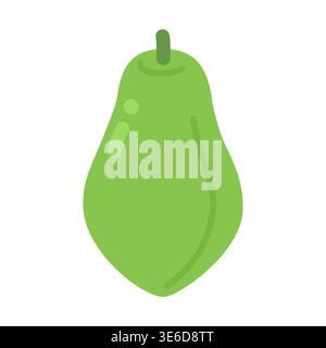 Cute flat design green papaya fruit vector illustration Stock Vector