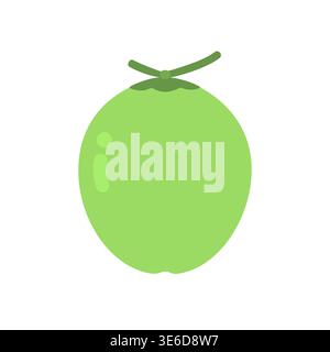 Cute flat design green young coconut fruit vector illustration Stock Vector