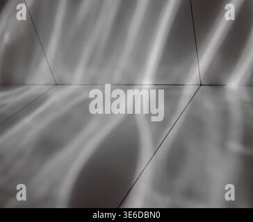 Abstract image features gentle light reflections and shadows on a smooth surface, emphasizing a minimalist aesthetic with a monochromatic color scheme Stock Photo