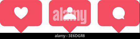 Social Media Like, Comment, and Account Notification Icons. Vector Illustration Stock Vector