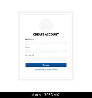 A modern signup interface with a white base and blue accents. It conveys trust, professionalism, and clarity—ideal for business platforms and digital Stock Vector