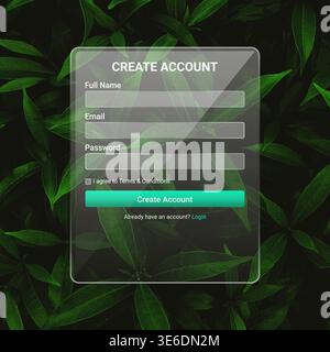 Glassmorphism Eco Signup Screen Stock Vector