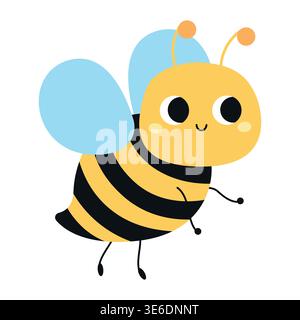 Funny bee. Cartoon insects. Vector illustration isolated on a white background. Stock Vector
