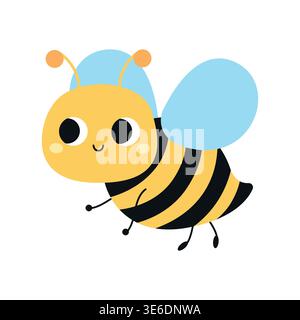 Funny bee. Cartoon insects. Vector illustration isolated on a white background. Stock Vector