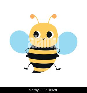 Funny bee. Cartoon insects. Vector illustration isolated on a white background. Stock Vector