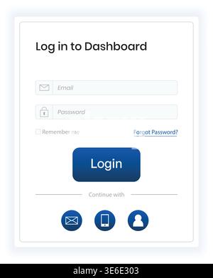 Elegant login screen featuring email and password fields, forgot password link, and alternative login methods. Suitable for corporate platforms, SaaS Stock Vector