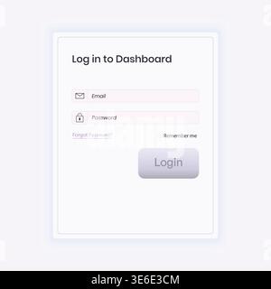 Subtle and soft-toned login interface with minimal elements, including email, password fields, and gentle color palette. Ideal for modern apps, fintec Stock Vector