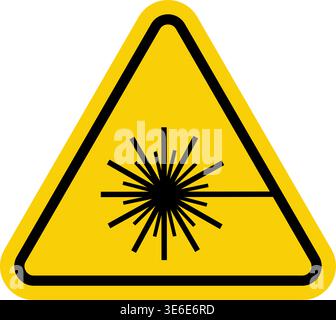 Laser hazard sign. Warning yellow triangle. Do not look into the laser beam. Laser beam sign Stock Vector