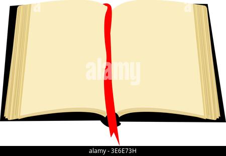 Open book with a bookmark. Pages to read. Educational literature. Diary Stock Vector