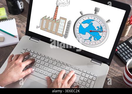 Climate change concept shown on a laptop screen Stock Photo