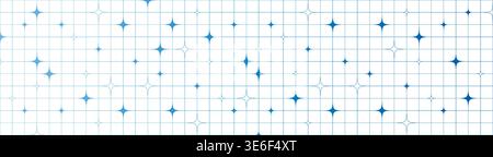 Abstract stars and linear grid Y2K style geometric seamless pattern minimal aesthetic vector design for wallpapers backgrounds and creative prints Stock Vector