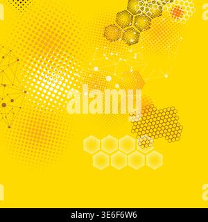 Seamless pattern with honeycombs and bees design. Hand drawn. Not AI, vector illustration. Stock Vector