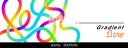 Gradient Line Shapes combined with geometric shape and spiral loopable elements in rainbow color gradient. Vector illustration for futuristic Stock Vector