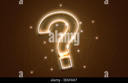 Question mark and plexus pattern on brown background Stock Photo