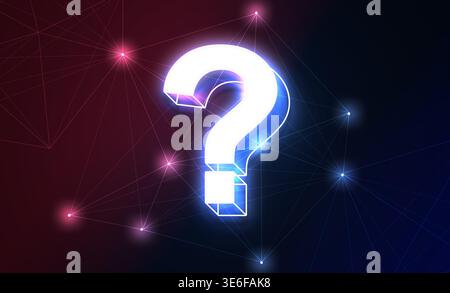 Question mark and plexus pattern on blue and red background Stock Photo