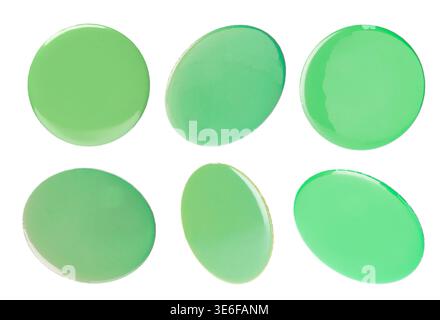 Many green button badges isolated on white, set Stock Photo