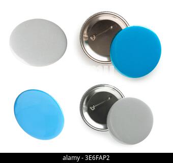 Many blank button badges isolated on white, set Stock Photo
