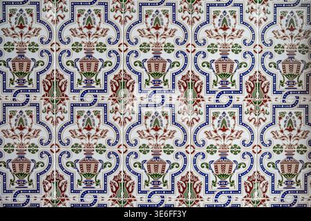 Typical Spanish ceramic wall texture on a wall inside a house Stock Photo