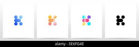 Circle And Capsule Shape Colorful Letter Logo Design K Stock Vector