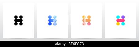 Circle And Capsule Shape Colorful Letter Logo Design H Stock Vector