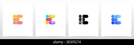 Circle And Capsule Shape Colorful Letter Logo Design E Stock Vector