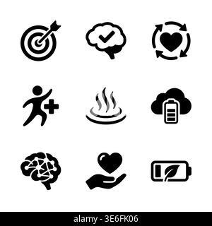 Mental Wellness and Health Related Icon Set Vector Illustration Stock Vector