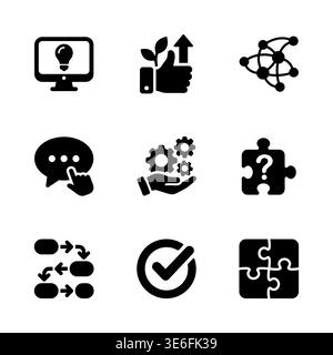 Set of black glyph business and strategy vector icons Stock Vector