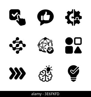 Set of black glyph icons for business and technology. Stock Vector