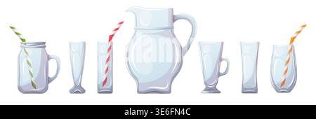 Vector illustration of glassware set with pitcher and glasses Stock Vector