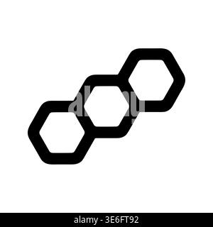 Black Molecule Structure Hexagon Simple Icon on White Background Stock Vector
