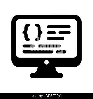 Computer screen displaying code brackets icon illustration symbol Stock Vector