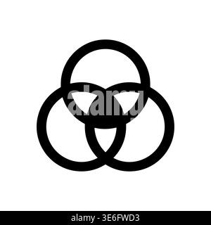 Overlapping Circles Illustration Forming a Venn Diagram Black and White Stock Vector