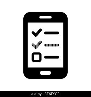 Black and white smartphone with checklist app interface icon Stock Vector