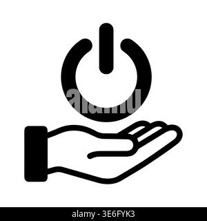 Hand Holding Power Button Icon - Start Symbol Illustration Stock Vector