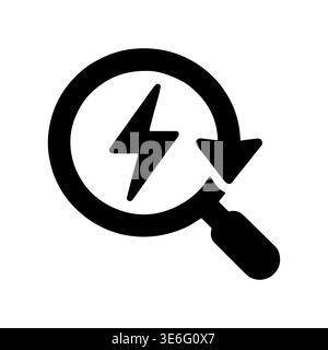 Energy audit icon vector with magnifying glass and lightning bolt Stock Vector