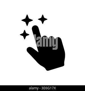 Hand Touching Stars Icon, Clean and Shiny Symbol Vector Illustration Stock Vector
